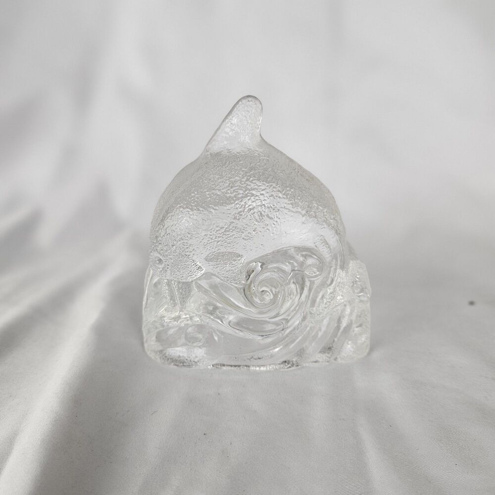 Vintage PartyLite Dolphin Clear Glass Tea Light Candle Holder Ocean Fish Retired